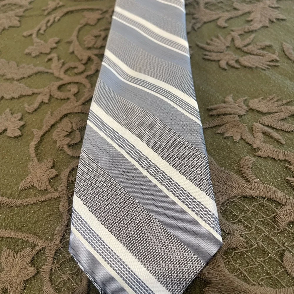 Calvin Klein Blue and White Striped‎ Tie